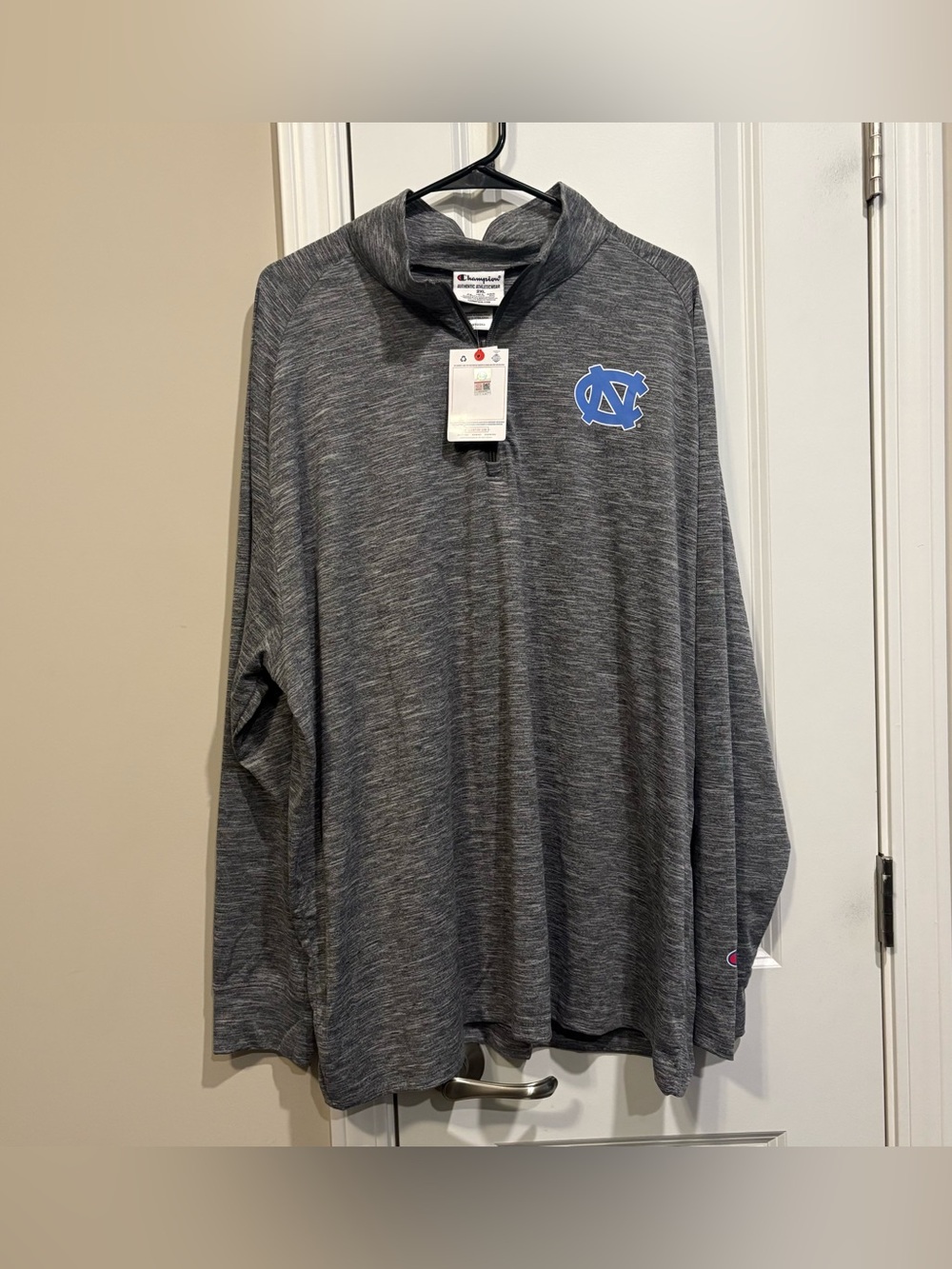 Champion North Carolina Tar Heels Grey Heather Quarter-Zip Pullover Size XXL NWT